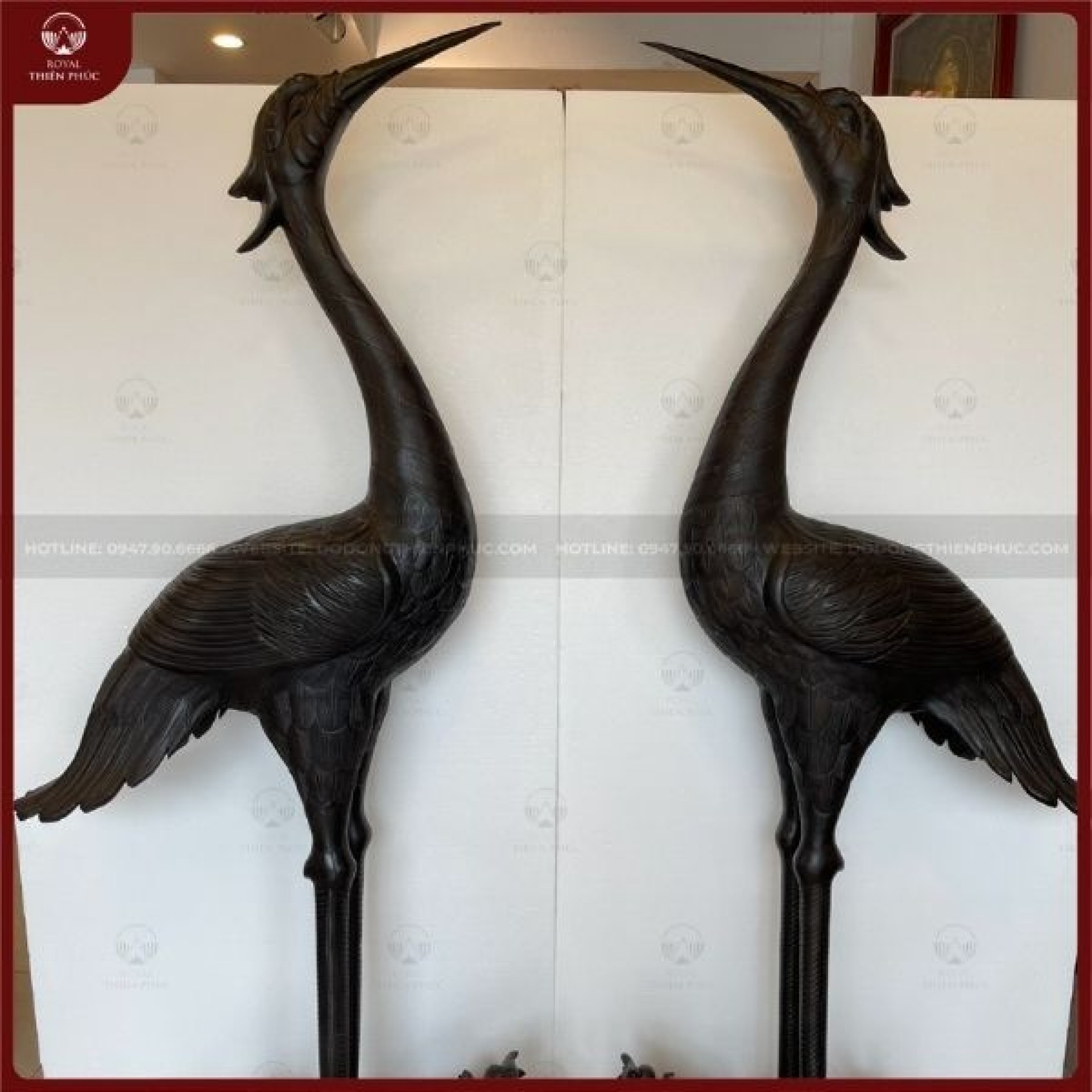 Hạc cưỡi long quy đồng đỏ hun đen